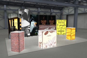 ECO POD SEG Fabric Reception Counter with Customizable Brand Graphics for Lightweight Expo Booth Display