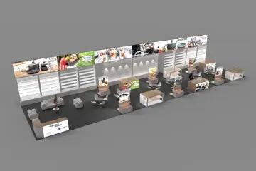 10X20 Cookware Stall Modular Custom Slat Wall Led Light Box Trade Show Booth Display Design Exhibit Booth Stand