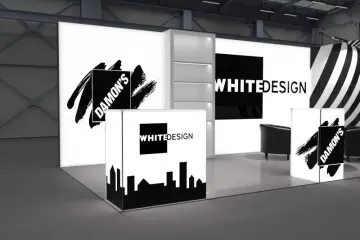 ECO POD Illuminated Reception Display Stand with SEG Fabric for Tool Free Pop Up Store