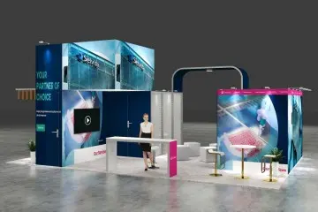 10x20 Custom Double Decker Trade Show Booth for Beauty Business with TV