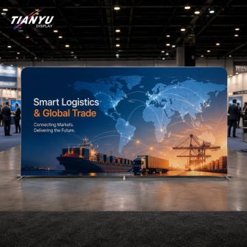 Custom Portable Tension Fabric Trade Show Backdrop Manufacturer for Logistics and Global Trade Exhibits