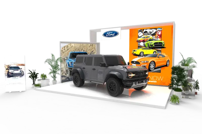 Aluminium Modular 3D LED Light Box Trade Show Booth for Car Display with Floor