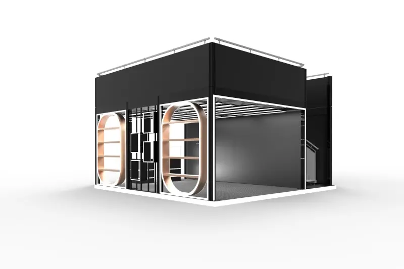 Custom Black Aluminum Double Deck Trade Show Booth with Safe Quick Setup
