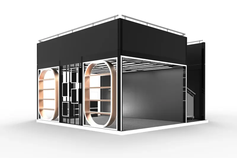 New Black Design Custom Aluminum Safe Quick-Set Double-Deck 2-Story Trade Show Booth for Exhibition Events